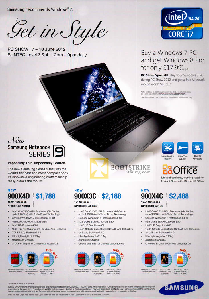 PC SHOW 2012 price list image brochure of Samsung Notebook Series 9 NP900X4D, NP900X3C, NP900X4C A01SG