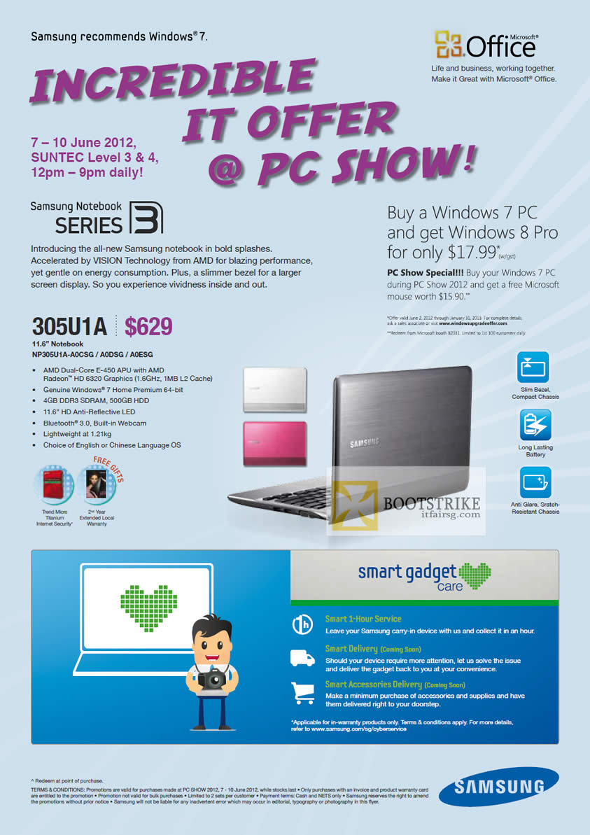 PC SHOW 2012 price list image brochure of Samsung Notebooks Series 3 3051UA NP3051UA-A0CSG A0DSG A0ESG