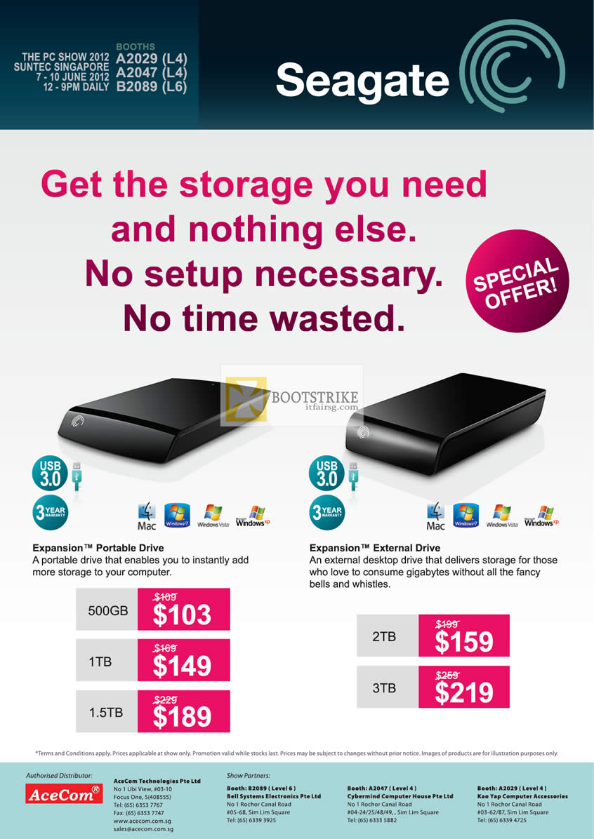 PC SHOW 2012 price list image brochure of Seagate External Storage Expansion Drive AceCom