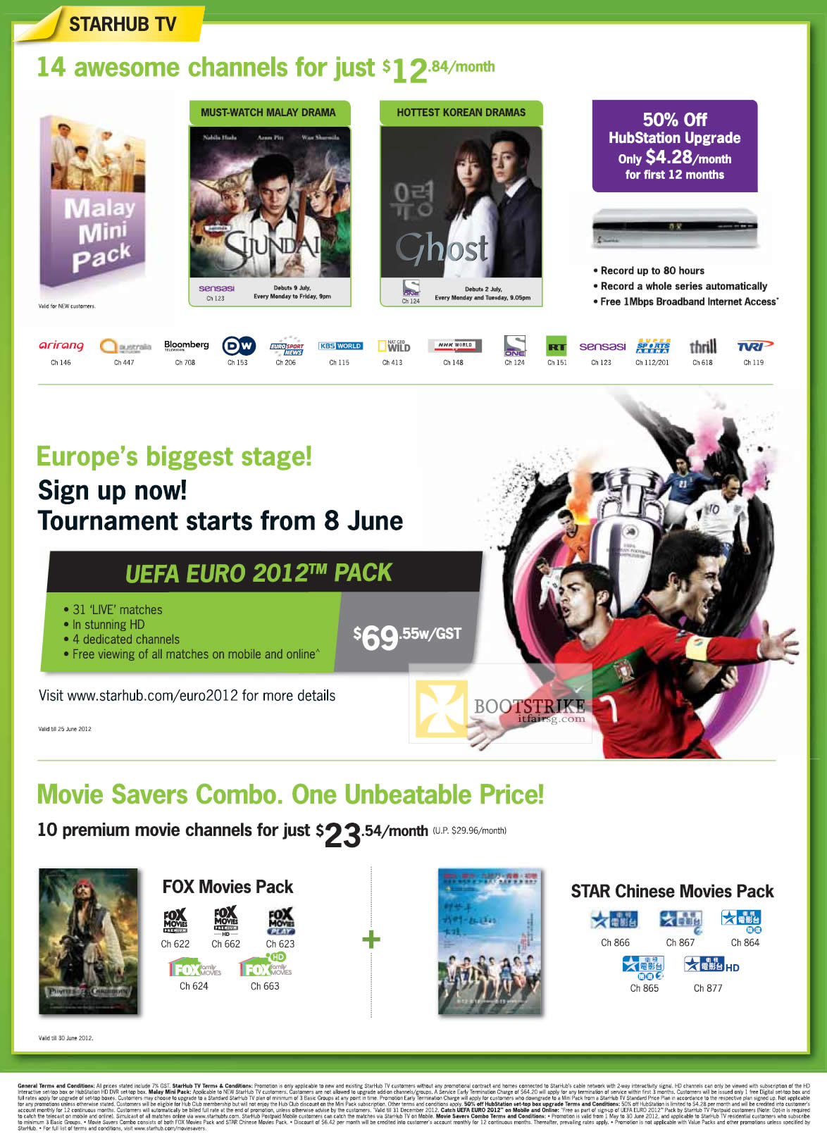 PC SHOW 2012 price list image brochure of Starhub TV Malay Mini Pack, UEFA Euro 2012 Pack, Fox Movies, Star Chinese Movies
