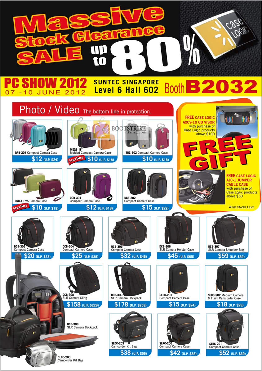 PC SHOW 2012 price list image brochure of The Headphones Gallery Case Logic Photo Video Bags, Camera Case, Backpacks SLR Camera, Camcorder, Holster Case