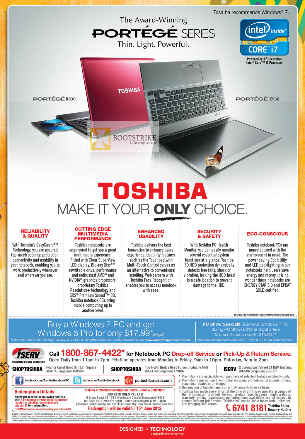 PC SHOW 2012 price list image brochure of Toshiba Notebooks Portege Features, Windows 8