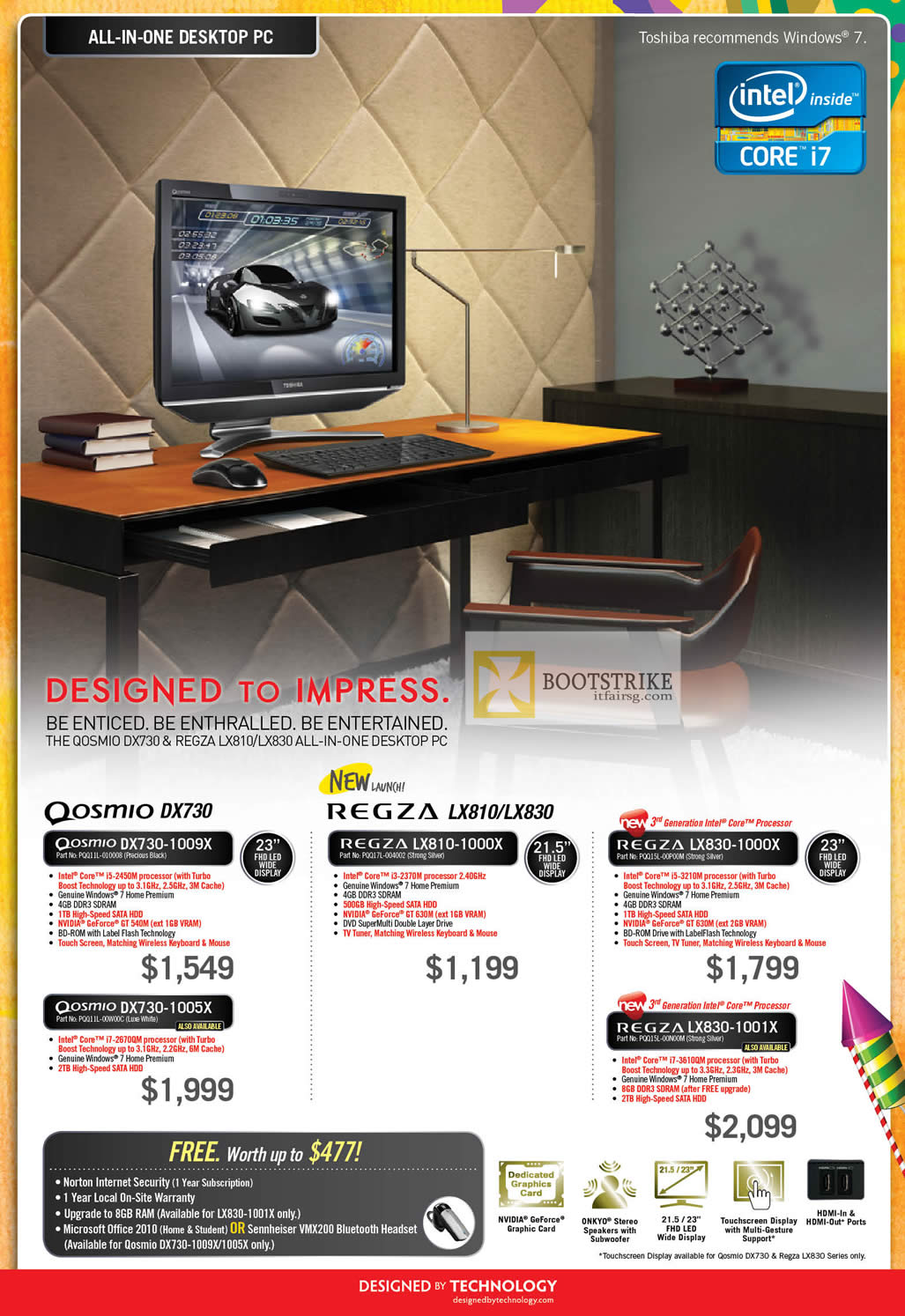 PC SHOW 2012 price list image brochure of Toshiba Notebooks Qosmio DX730-1009X, DX730-1005X, Regza LX810-1000X, LX830-1000X, LX830-1001X