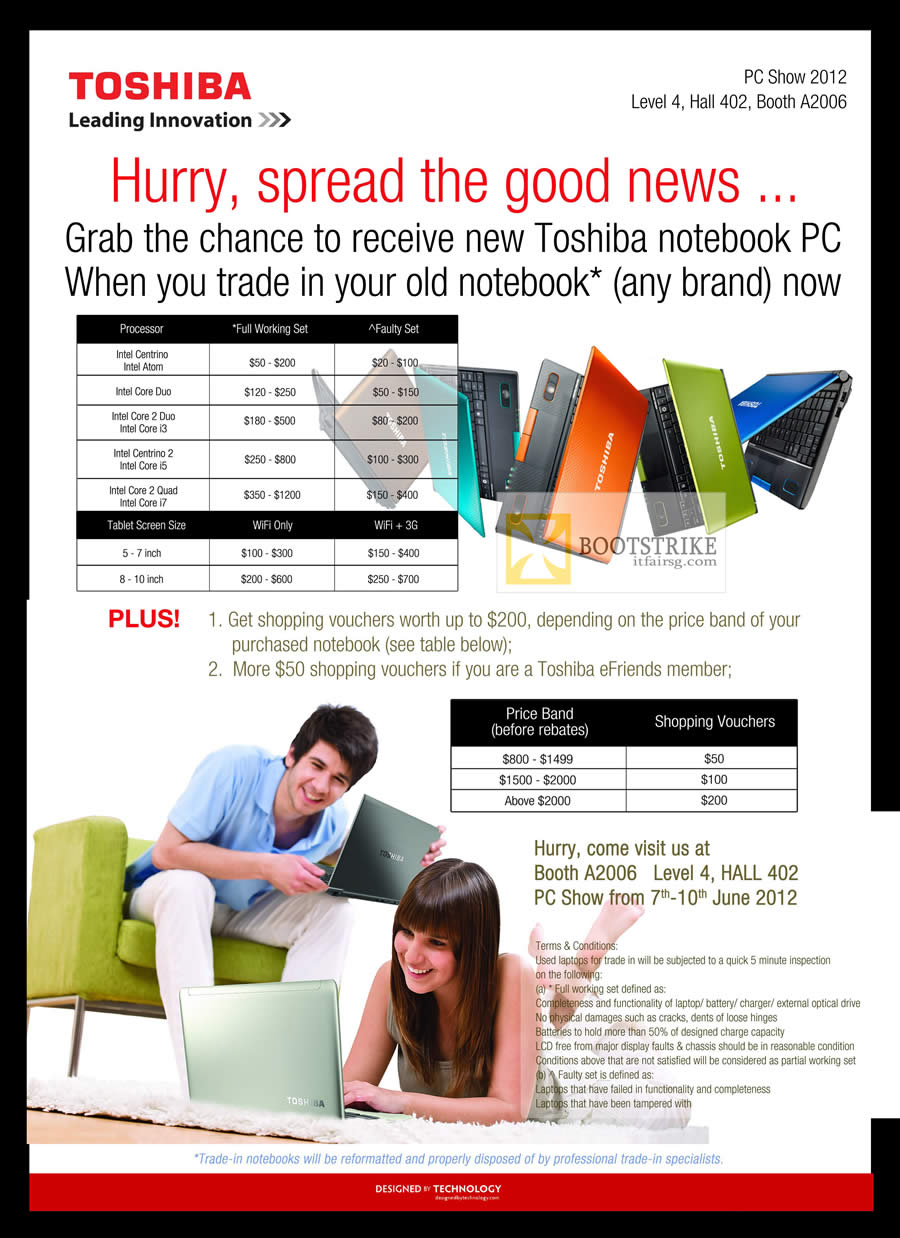 PC SHOW 2012 price list image brochure of Toshiba Notebooks Trade In