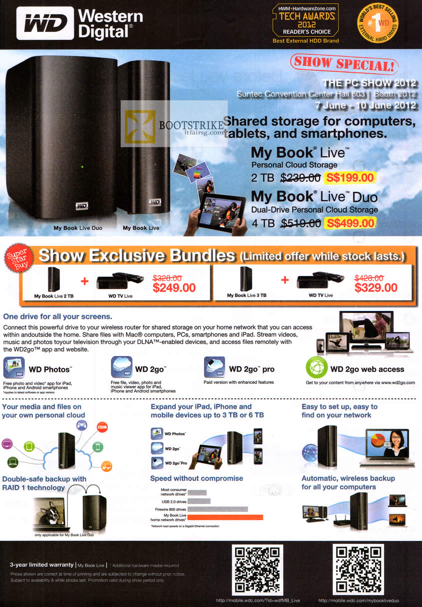 PC SHOW 2012 price list image brochure of Western Digital External Storage Media Player My Book Live, My Book Live Duo