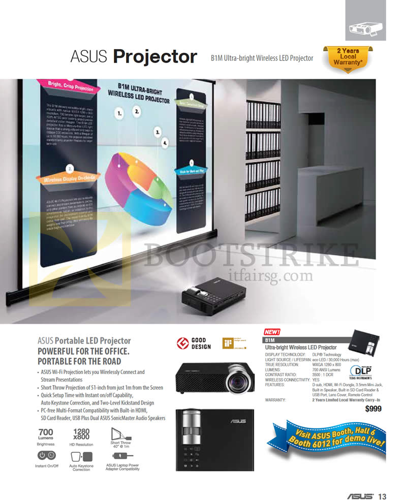 PC SHOW 2013 price list image brochure of ASUS B1M Projector