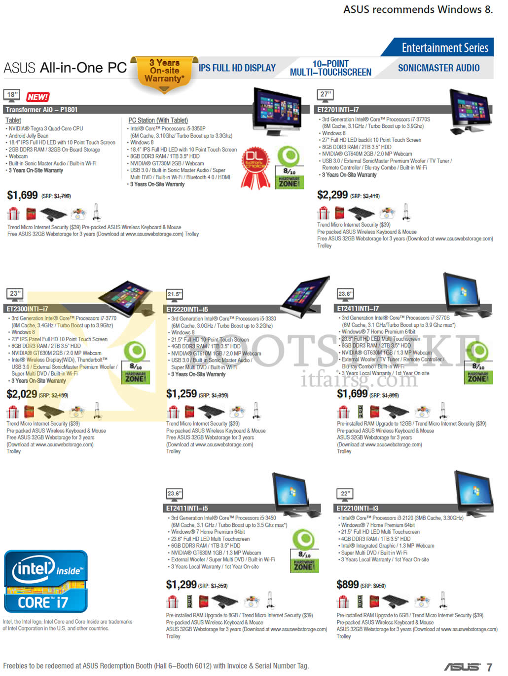 PC SHOW 2013 price list image brochure of ASUS Desktop PCs AIO Transformer AIO-P1801, ET2701INTI, ET2300INTI, ET2220INTI, ET2411INTI, ET2411INTI, ET2210INTI