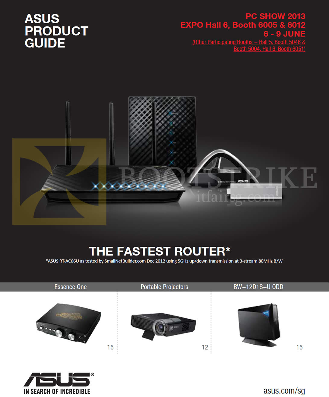 PC SHOW 2013 price list image brochure of ASUS Networking Routers Wireless Essence One, Portable Projectors, BW-12D1S-U ODD