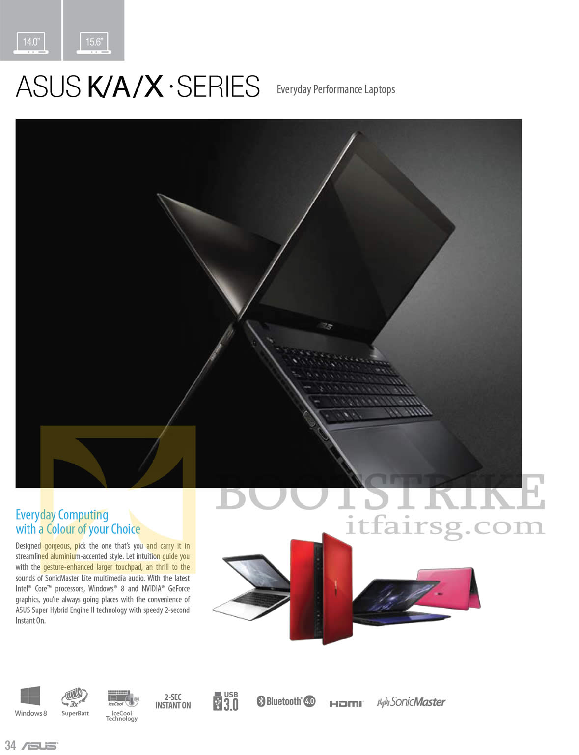 PC SHOW 2013 price list image brochure of ASUS Notebooks K, A, S Series Features