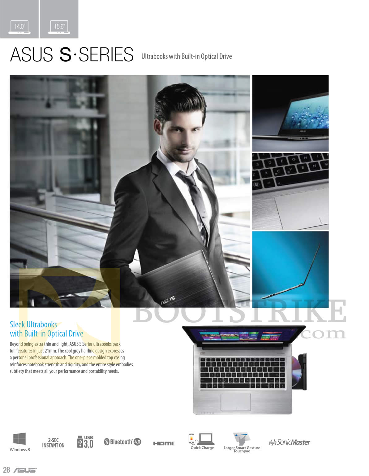 PC SHOW 2013 price list image brochure of ASUS Notebooks S Series, Features, Built In Optical Drive