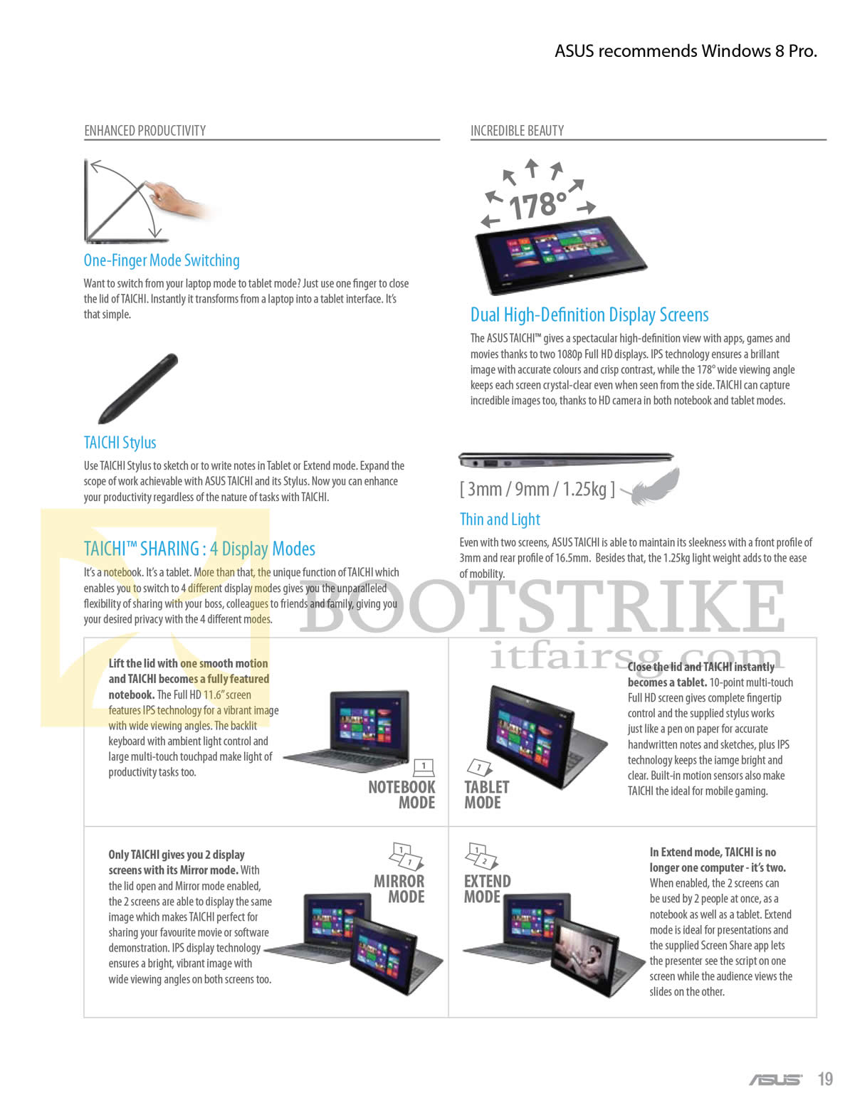 PC SHOW 2013 price list image brochure of ASUS Notebooks Taichi Features, Stylus, 4 Display Modes