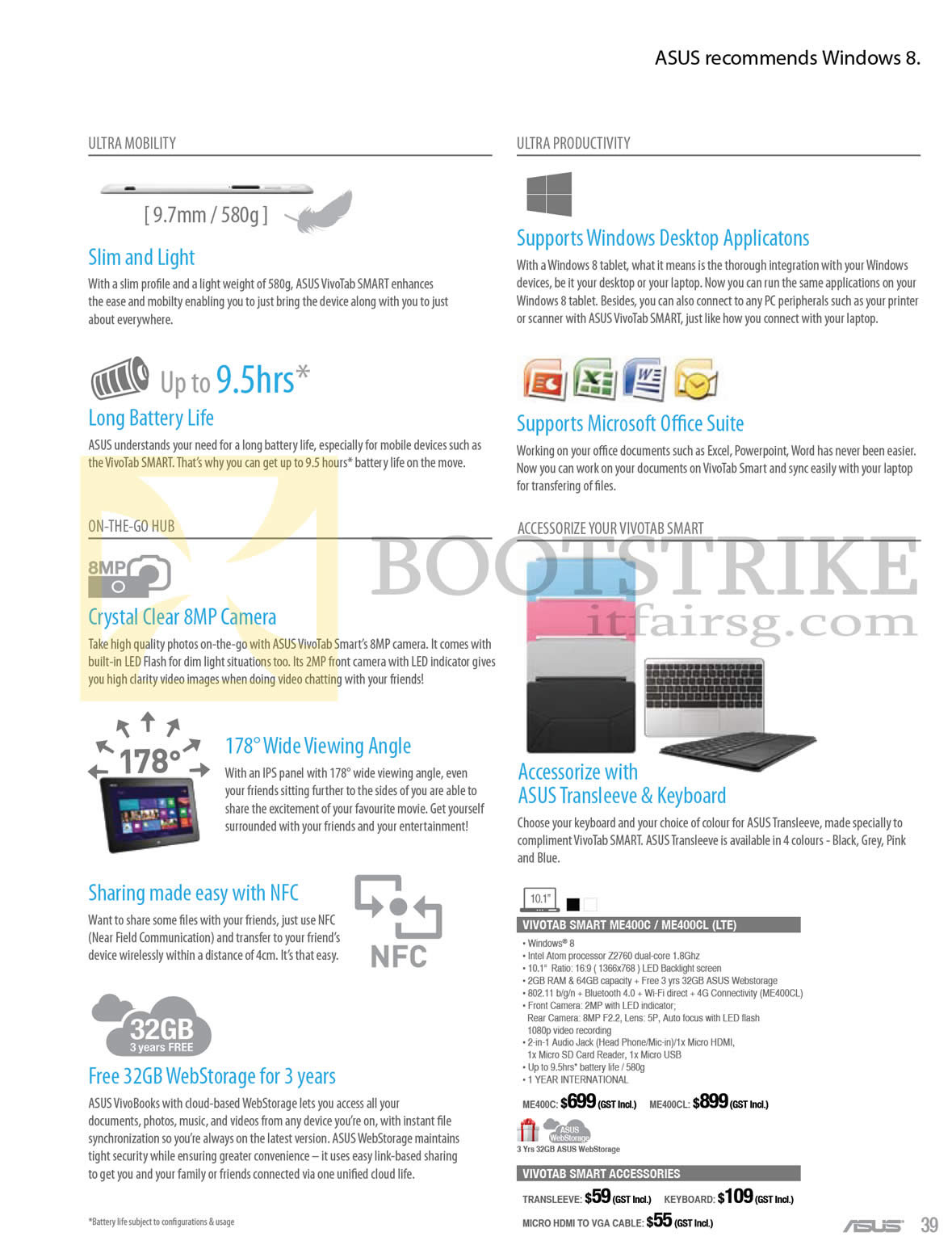 PC SHOW 2013 price list image brochure of ASUS Notebooks Vivotab Smart ME400C ME400CL LTE