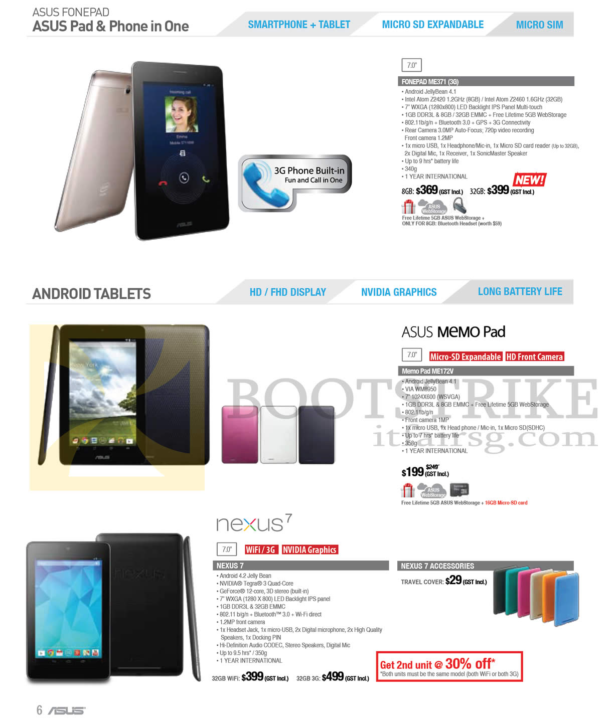 PC SHOW 2013 price list image brochure of ASUS Tablets Fonepad ME371, Memo Pad ME172V, Nexus 7