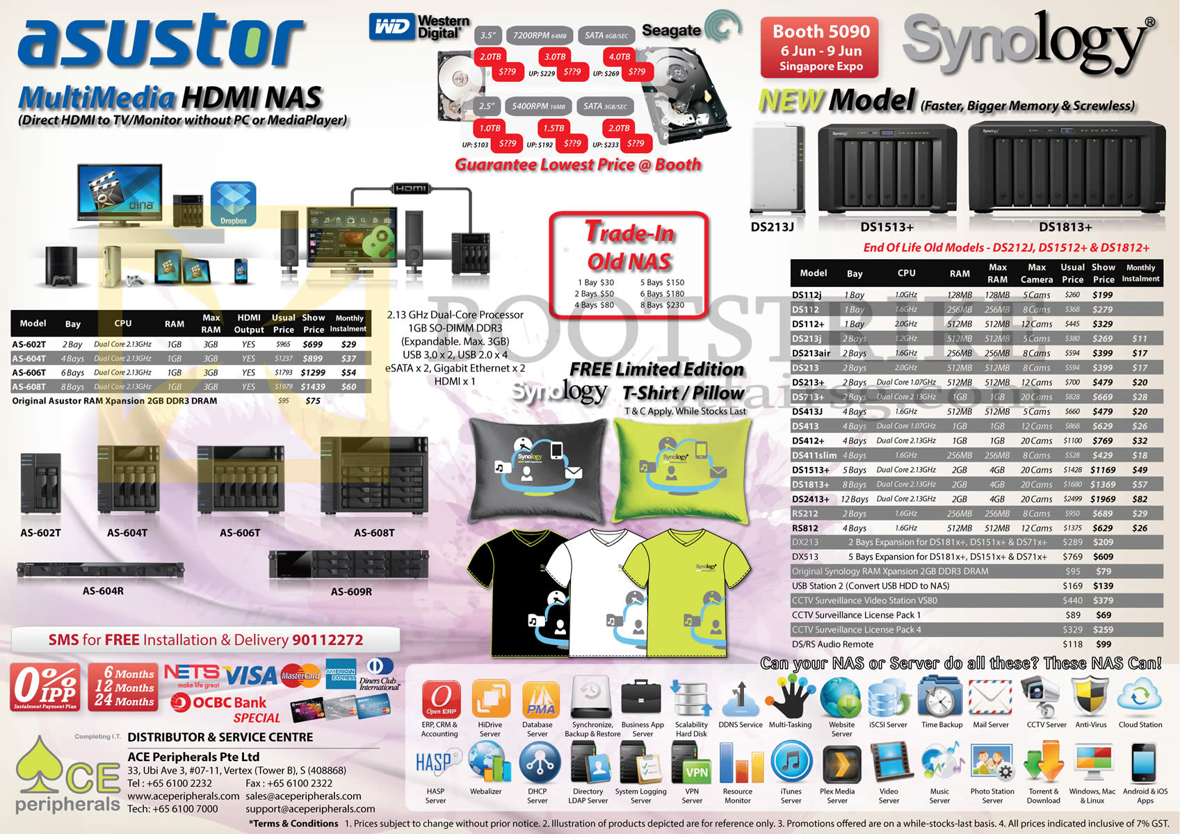 PC SHOW 2013 price list image brochure of Ace Peripherals Asustor Synology NAS, Seagate HardDisk WD 2.5 3.5 2TB 3TB 4TB HDD