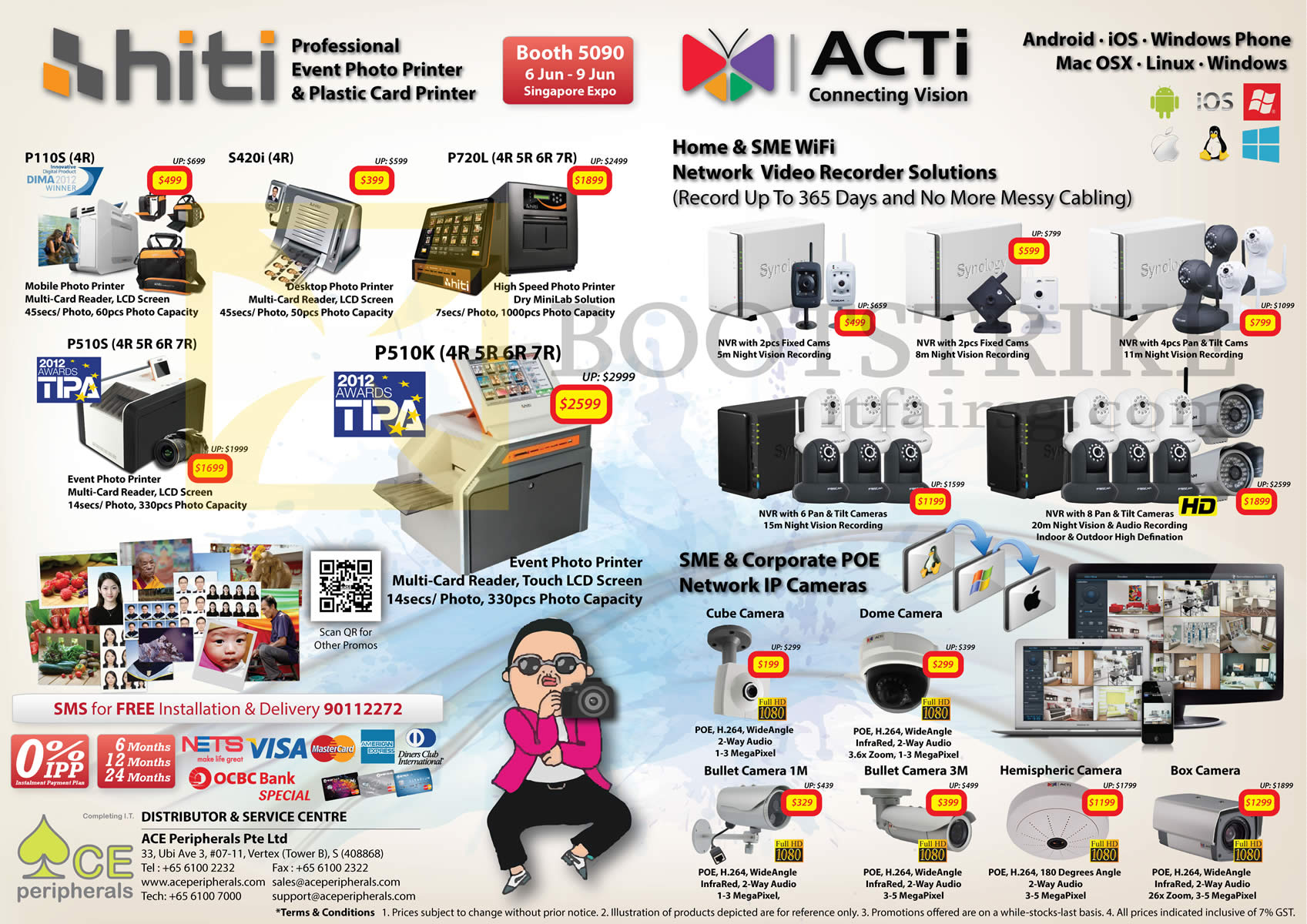 PC SHOW 2013 price list image brochure of Ace Peripherals HiTi Mobile Desktop Photo Printer, ACTi Home SMB Corporate POE Network IPCam