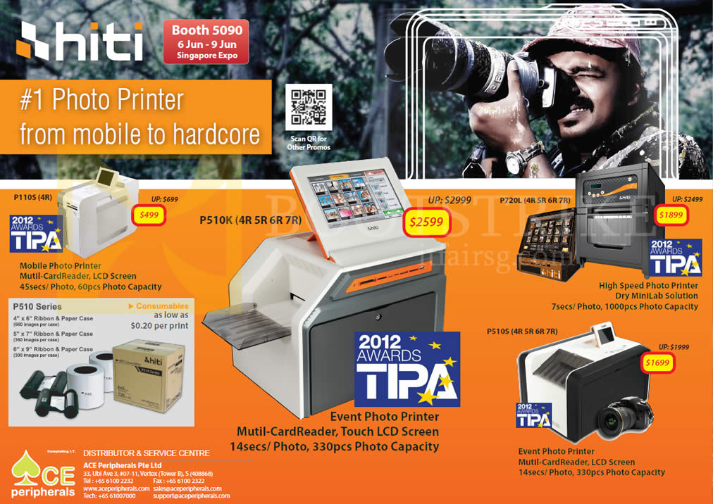PC SHOW 2013 price list image brochure of Ace Peripherals HiTi Photo Printer P110S, S420i, P720L, P510S, P510K