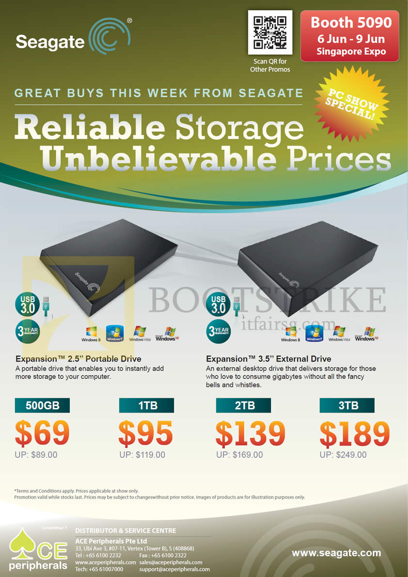 PC SHOW 2013 price list image brochure of Ace Peripherals Seagate Expansion External Storage 2.5 3.5 500GB 1TB 2TB 3TB External HDD