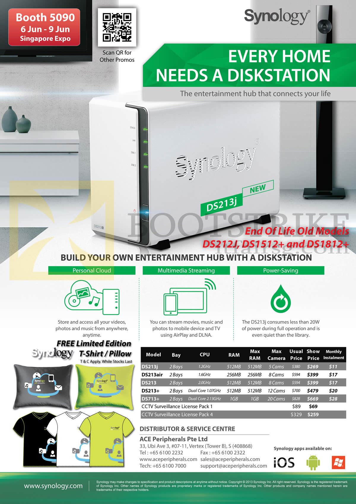 PC SHOW 2013 price list image brochure of Ace Peripherals Synology NAS DiskStation DS213J, DS213air, DS213, DS213 Plus, DS713 Plus