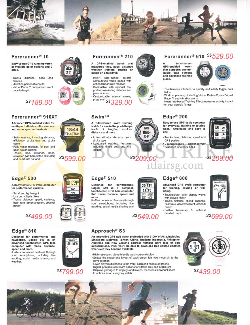 PC SHOW 2013 price list image brochure of Allbright Garmin Forerunner 10 210 610 910XT Swim, Edge 200 500 510 800 810, Approach S3