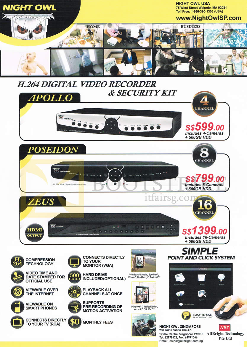 PC SHOW 2013 price list image brochure of Allbright Night Owl Digital Video Recorder DVR Security Apollo, Poseidon, Zeus HDMI 16 Cameras
