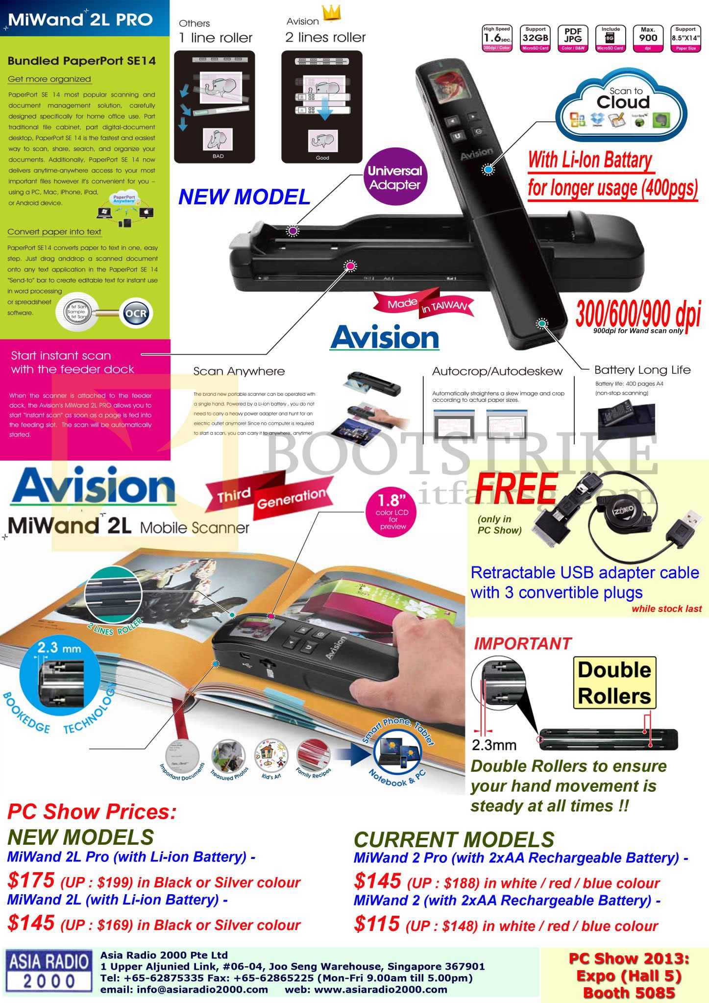 PC SHOW 2013 price list image brochure of Asia Radio Scanners Avision MiWand 2L PRO, MiWand 2L Mobile Scanner