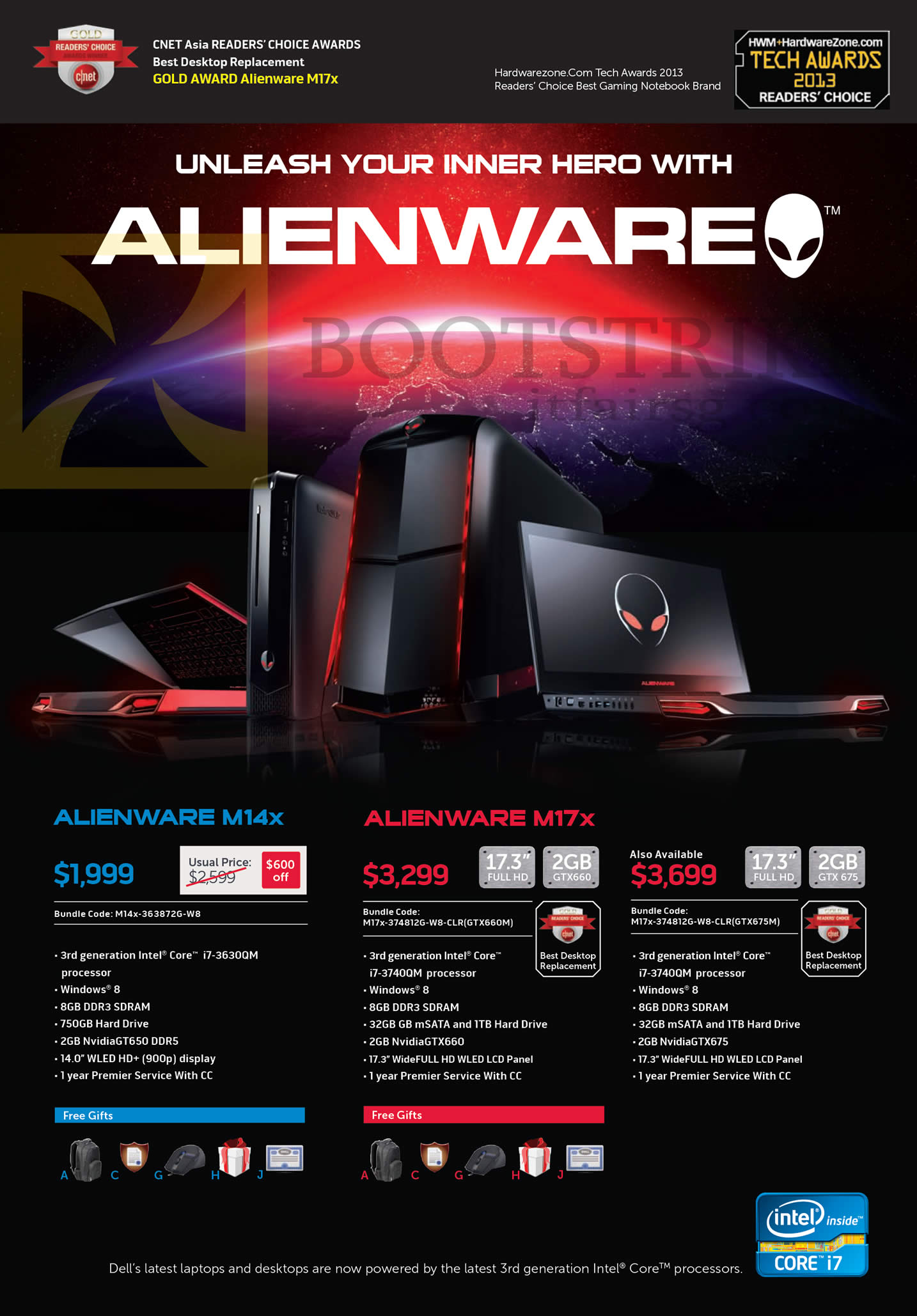 PC SHOW 2013 price list image brochure of Dell Alienware Notebooks M14X, M17X