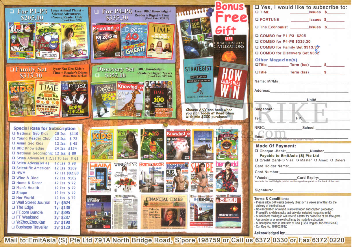 PC SHOW 2013 price list image brochure of Emit Asia Magazines Time, Fortune, Economist, Strategist, National Geo, BBC, HWM, Mens Health, Her World