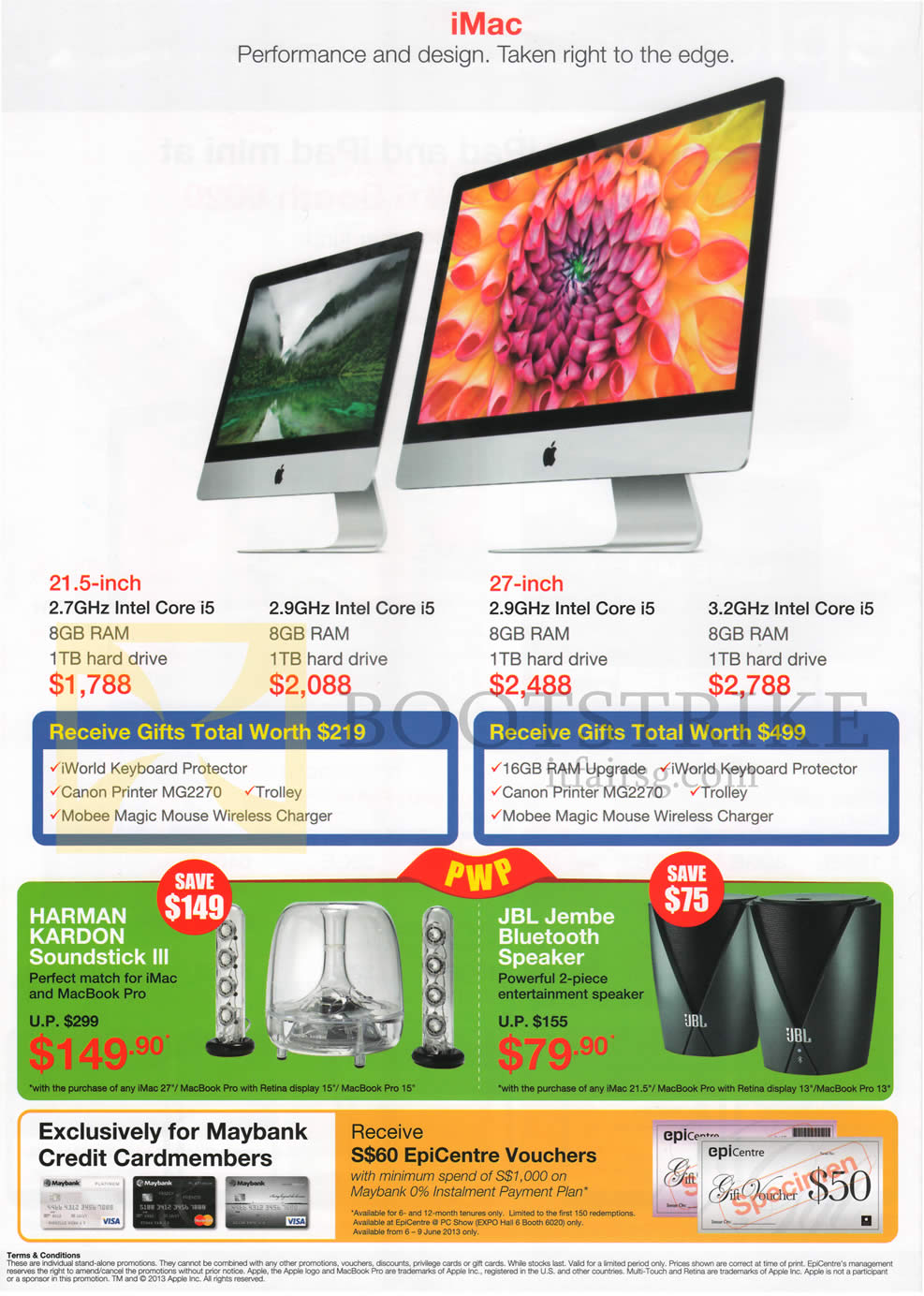 PC SHOW 2013 price list image brochure of Epicentre Apple IMac AIO Desktop PC, Purchase With Purchase, Maybank