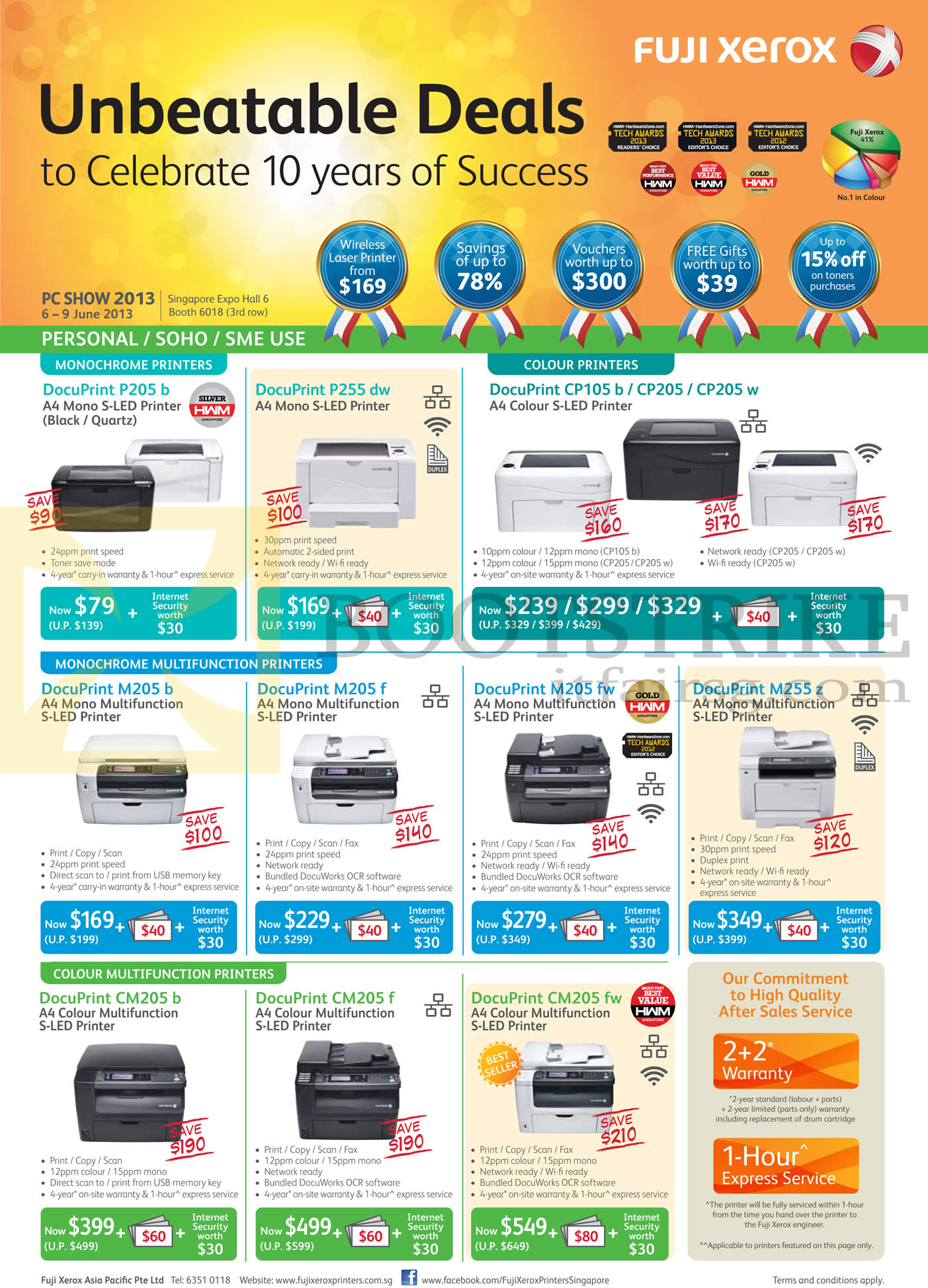 PC SHOW 2013 price list image brochure of Fuji Xerox Printers DocuPrint P205b, P255dw, CP105b, CP205, CP205W, M205b, M205f, M205fw, M255Z, CM205b, CM205f, CM205fw
