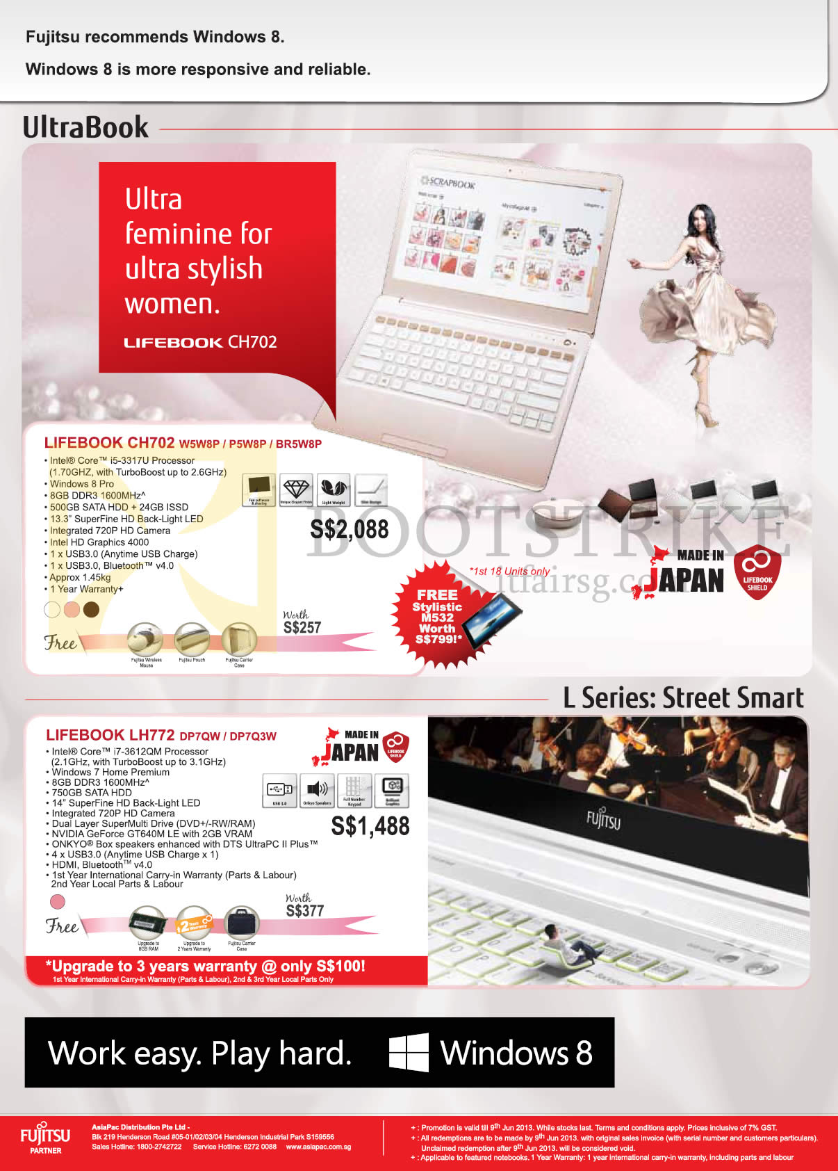 PC SHOW 2013 price list image brochure of Fujitsu Notebooks (Newstead B6028) Lifebook CH702 W5W8P P5W8P BR5W8P, LH772 DP7QW DP7Q3W