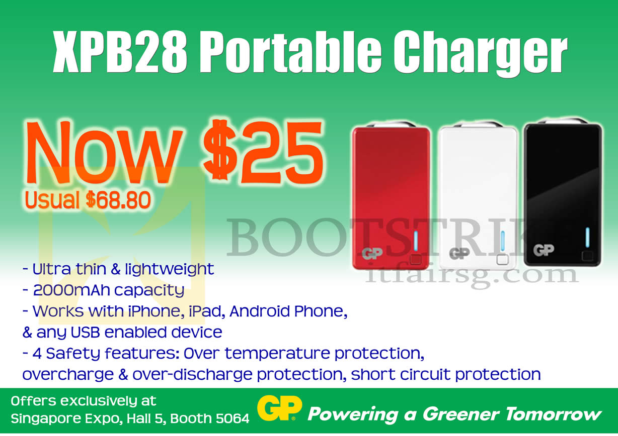 PC SHOW 2013 price list image brochure of GP Battery XPB28 Portable Charger