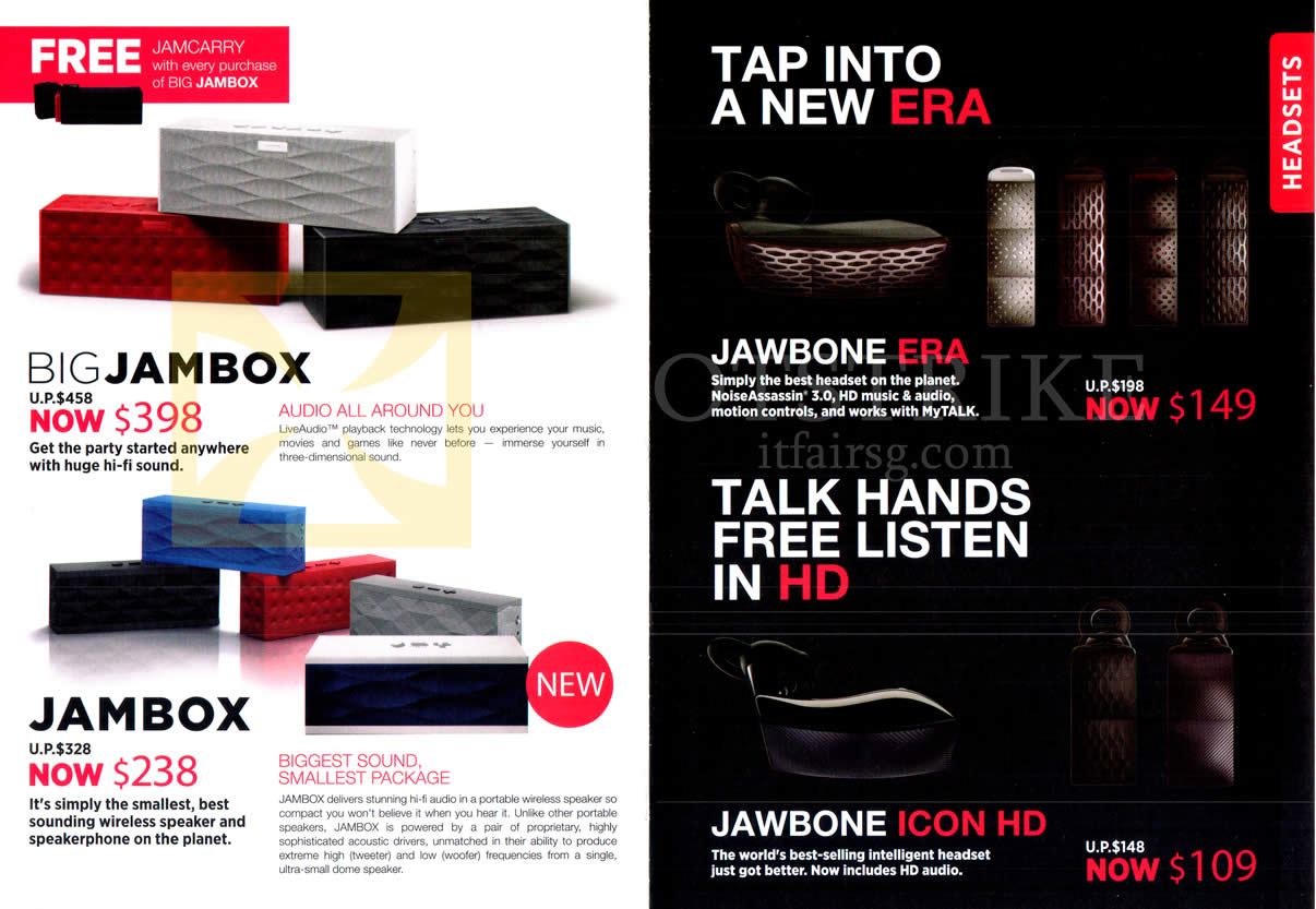PC SHOW 2013 price list image brochure of Jawbone Speakers Era, Icon HD, Big Jambox