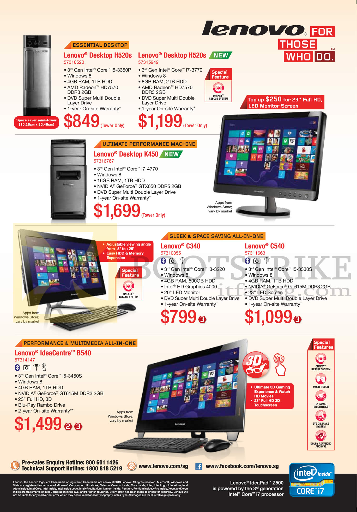 PC SHOW 2013 price list image brochure of Lenovo Desktop PCs, AIO Desktop PCs, H520s, K450, C340, C540, B540