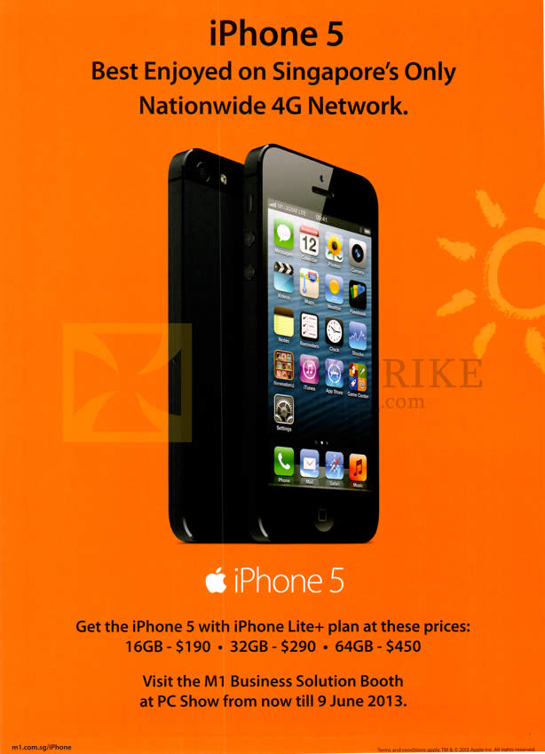 PC SHOW 2013 price list image brochure of M1 Business Mobile Apple IPhone 5