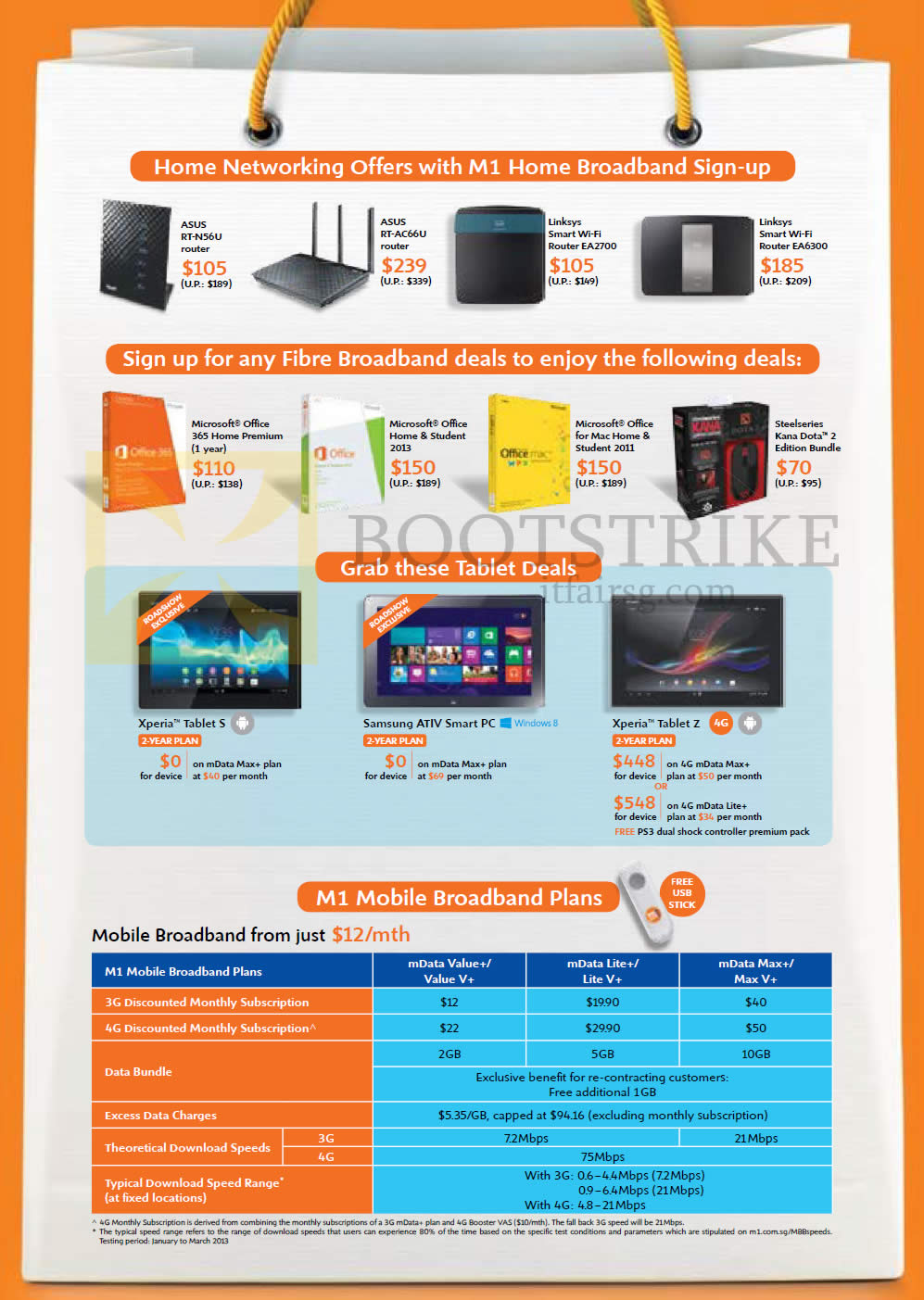 PC SHOW 2013 price list image brochure of M1 Tablets Sony Xperia Tablet S, Samsung ATIV Smart PC, Sony Xperia Tablet Z, ASUS Routers RT, Linksys, Microsoft Office 365, MData Plans