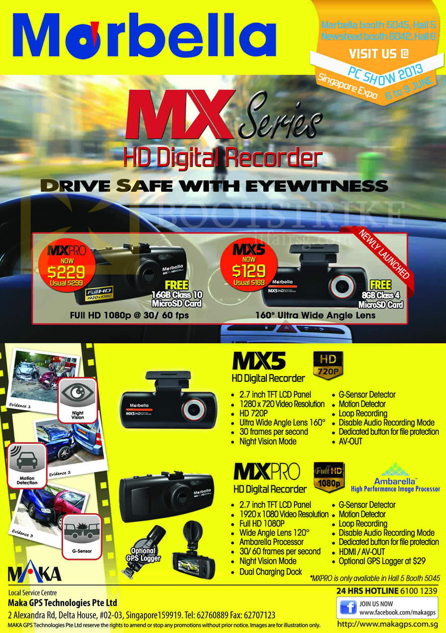 PC SHOW 2013 price list image brochure of Maka GPS Marbella MX Series MXPro, MX5 HD Digital Recorder, MXPro