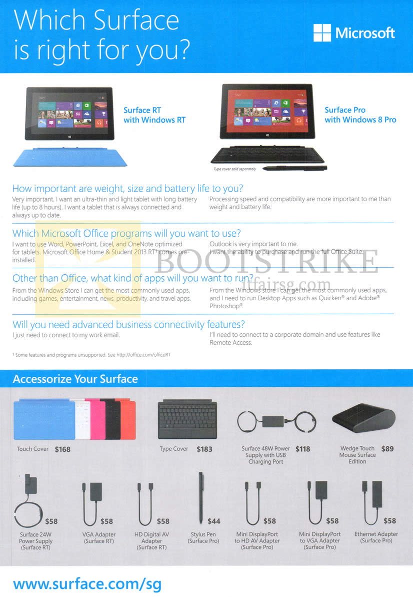 PC SHOW 2013 price list image brochure of Microsoft Tablets Surface Decision Maker, Accessories