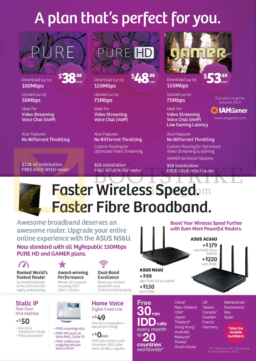 PC SHOW 2013 price list image brochure of MyRepublic Fibre Broadband Plans Pure 100Mbps, Pure HD 150Mbps, Gamer 150Mbps, ASUS Routers, Static IP, Fixed Line, IDD Calls