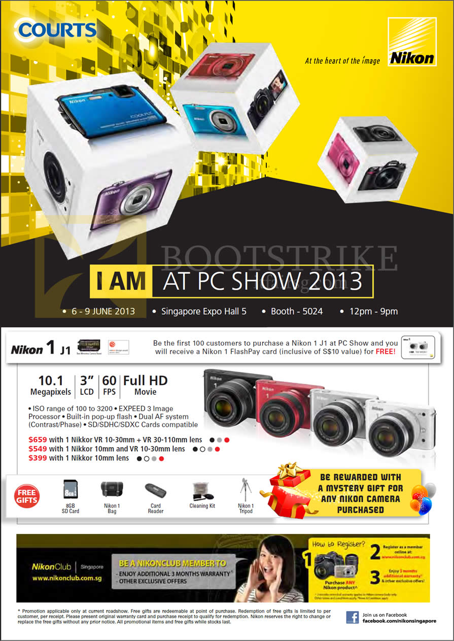 PC SHOW 2013 price list image brochure of Nikon Digital Cameras J1, Nikkor