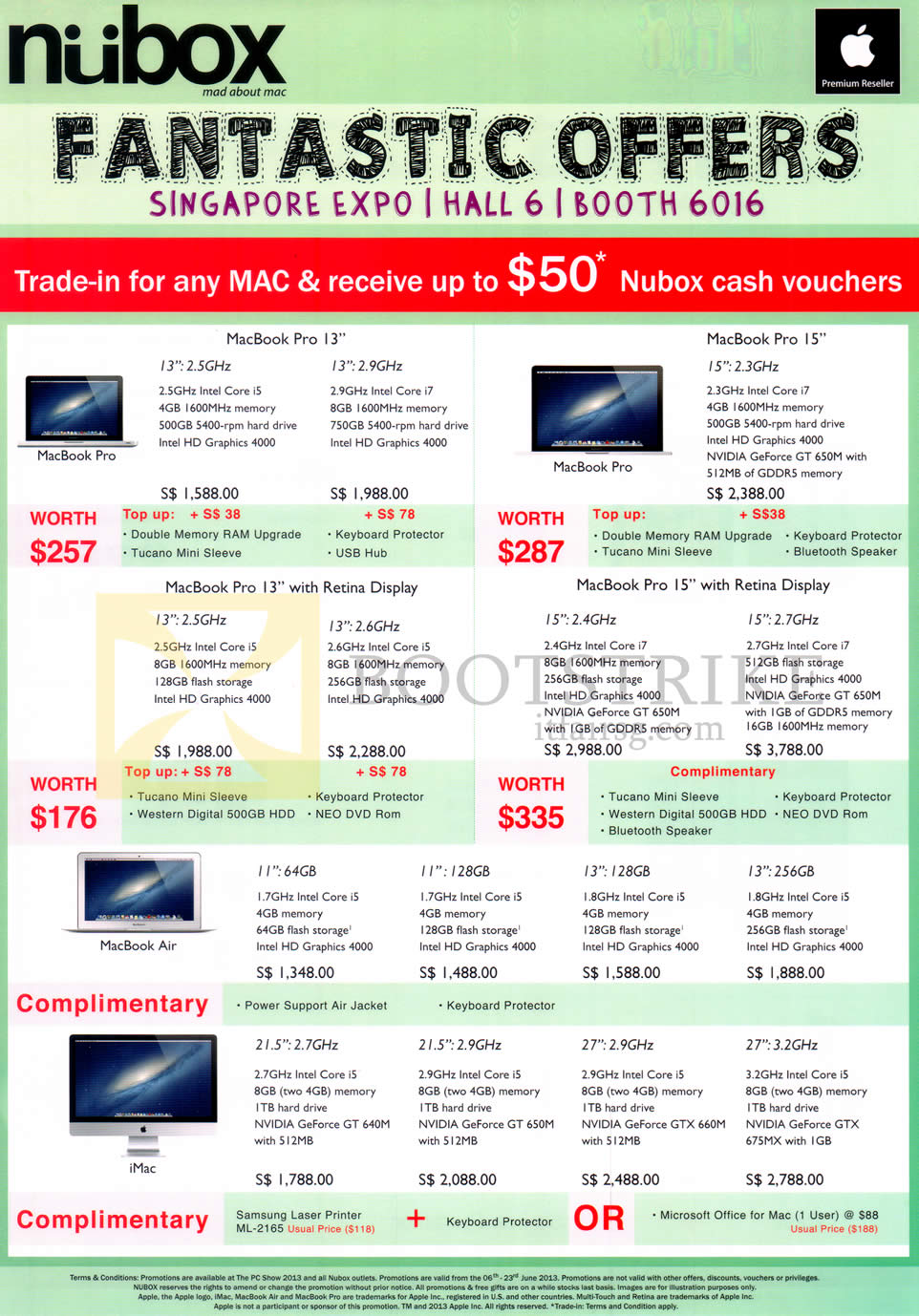 PC SHOW 2013 price list image brochure of Nubox Apple Notebooks, Desktop PC, MacBook Pro, MacBook Air, IMac