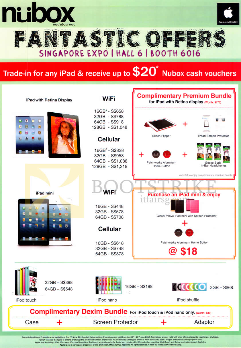 PC SHOW 2013 price list image brochure of Nubox Apple IPad, Apple IPad Mini, Apple IPod Touch, Apple IPod Nano, Apple IPod Shuffle