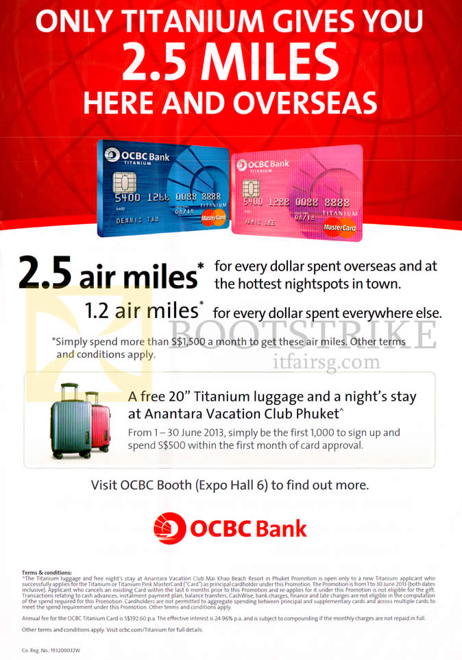 PC SHOW 2013 price list image brochure of OCBC Credit Card Titanium