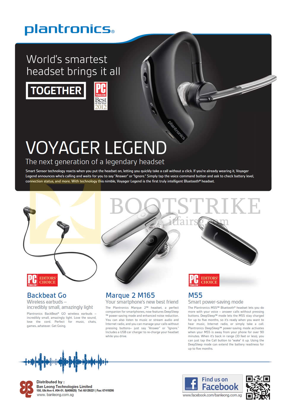 PC SHOW 2013 price list image brochure of Plantronics Bluetooth Headsets Features Voyager Legend, Backbeat Go, 903 Plus, Marque 2 M165, M55