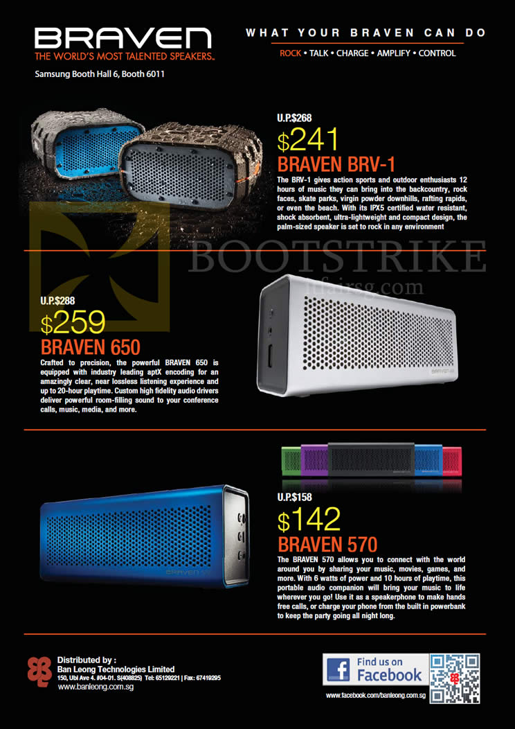 PC SHOW 2013 price list image brochure of Samsung (B6011) Braven Wireless Speakers BRV-1, 650, 570, Ban Leong