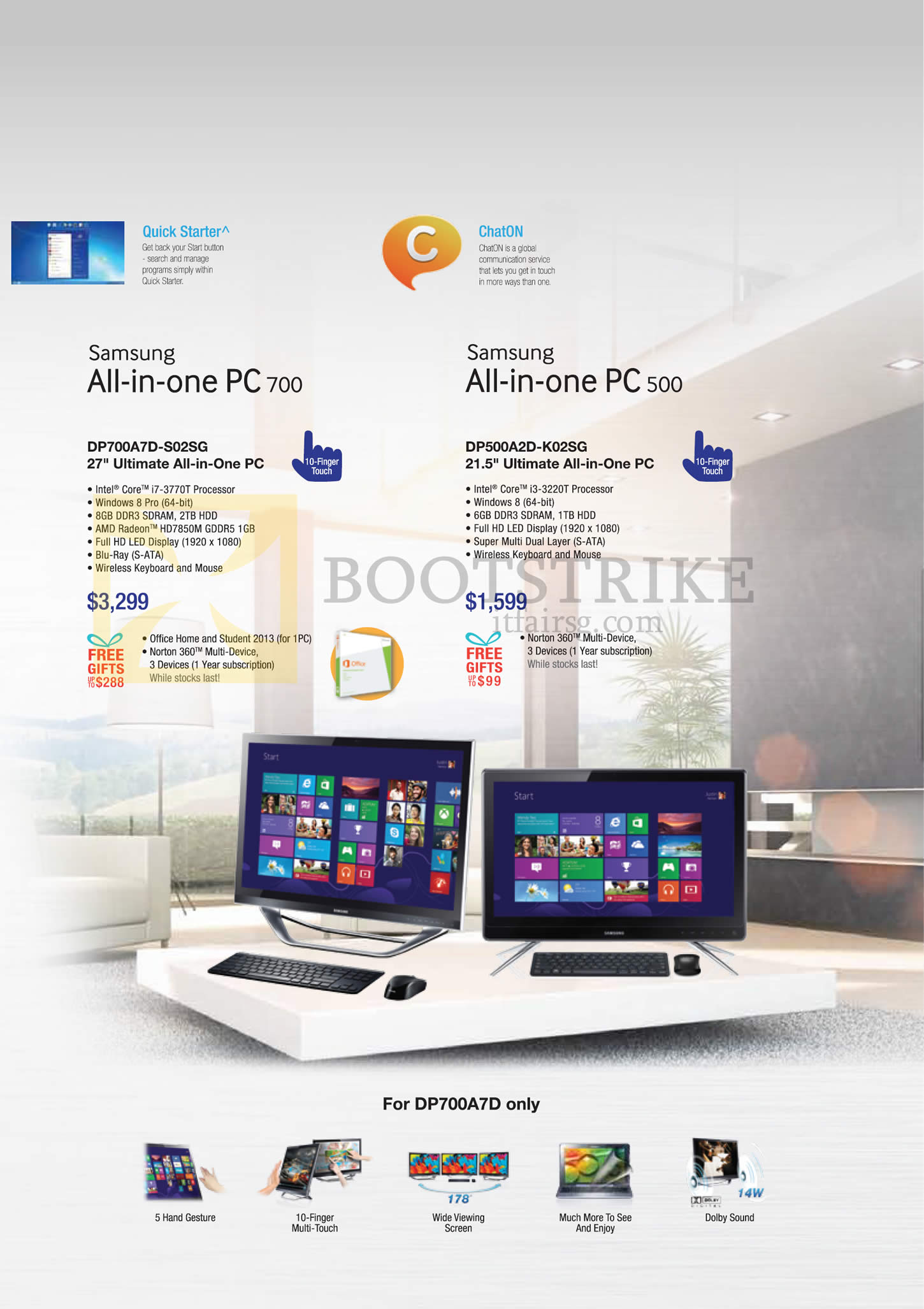 PC SHOW 2013 price list image brochure of Samsung Desktop PC AIO DP700A7D-S02SG, DP500A2D-K02SG