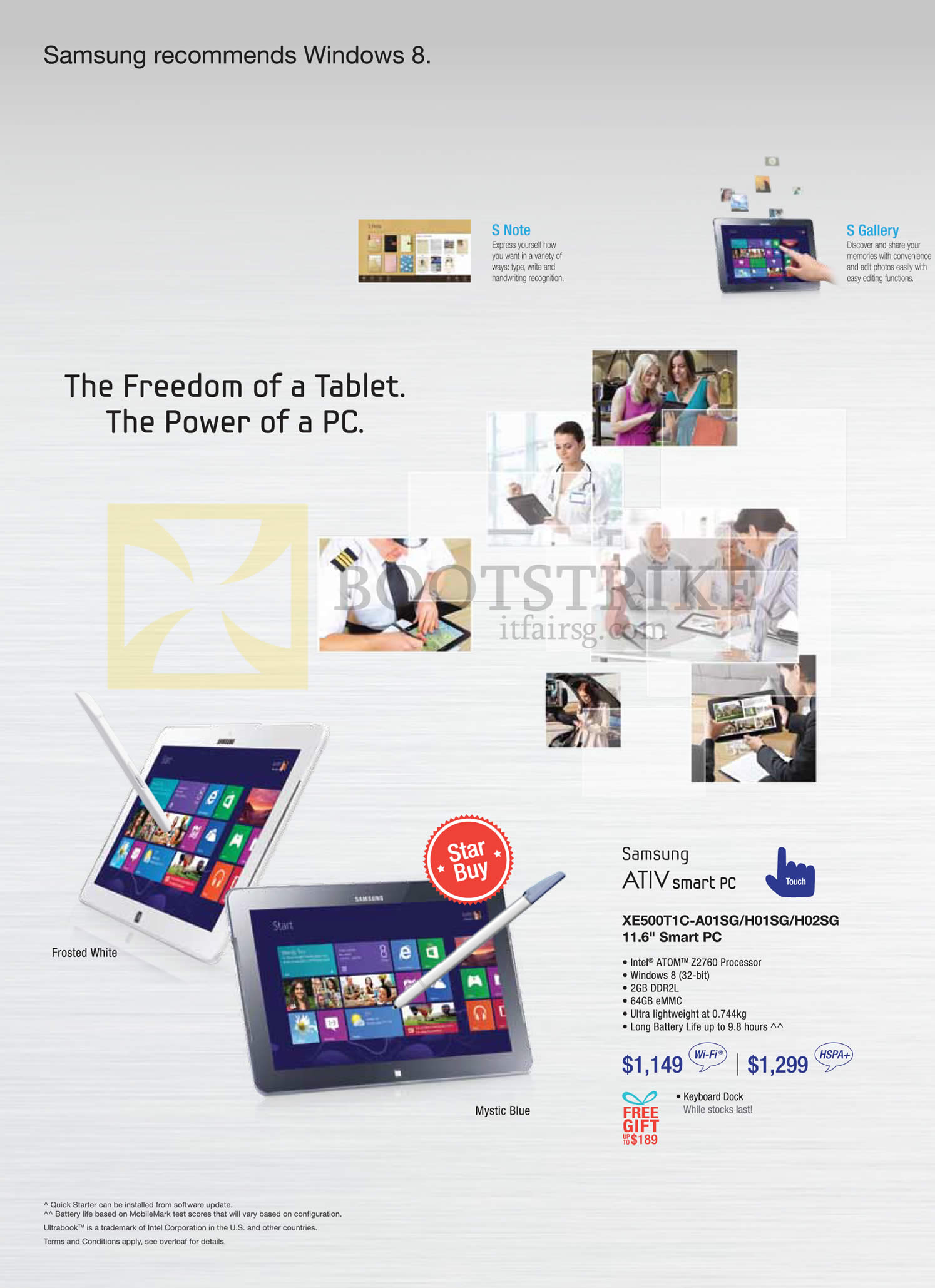 PC SHOW 2013 price list image brochure of Samsung Tablets ATIV Smart PC XE500T1C-A01SG, H01SG, H02SG