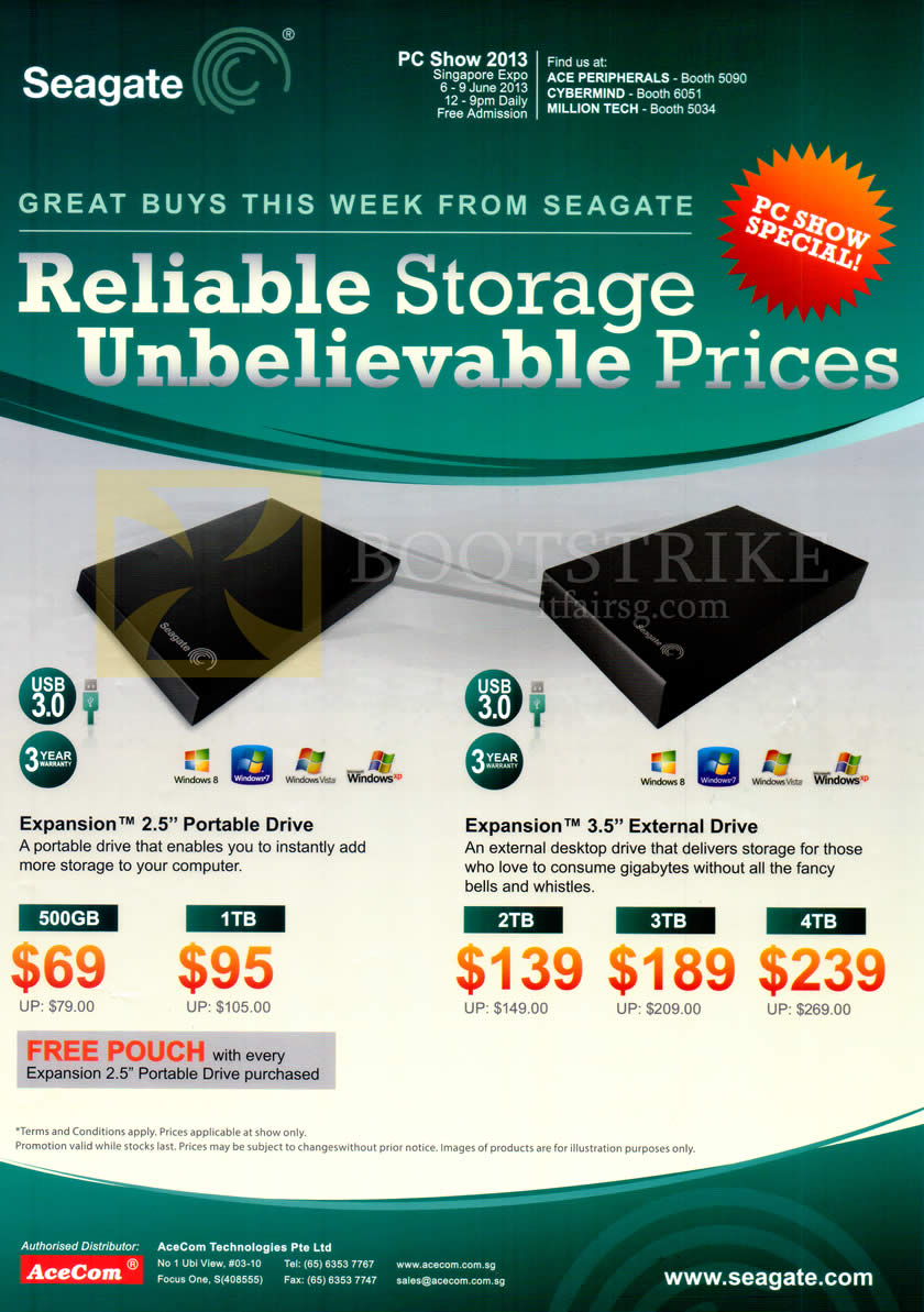 PC SHOW 2013 price list image brochure of Seagate External Storage Expansion Hard Disk Drives