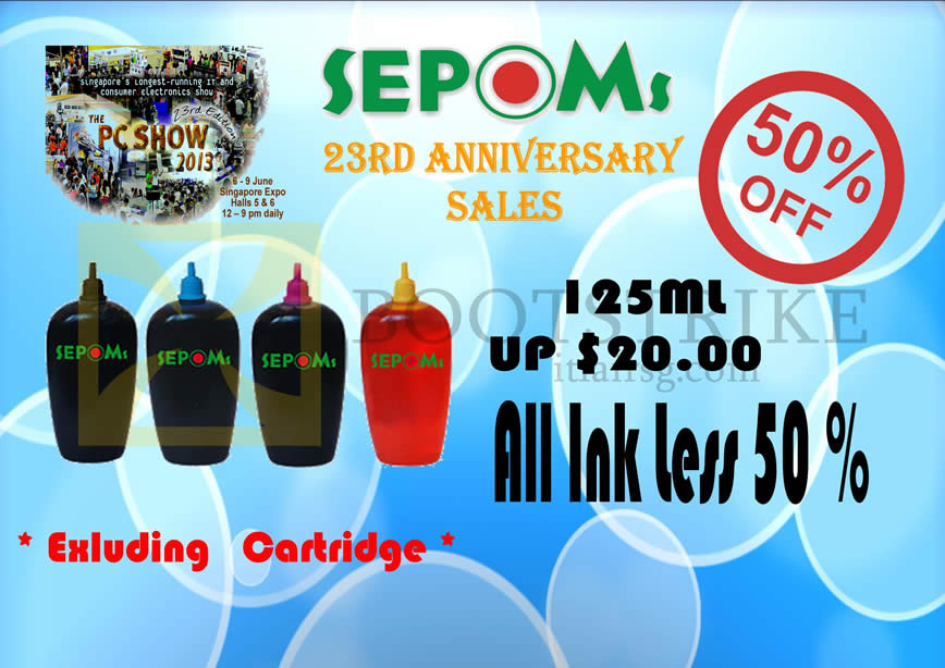 PC SHOW 2013 price list image brochure of Sepoms Ink Cartridges Refills