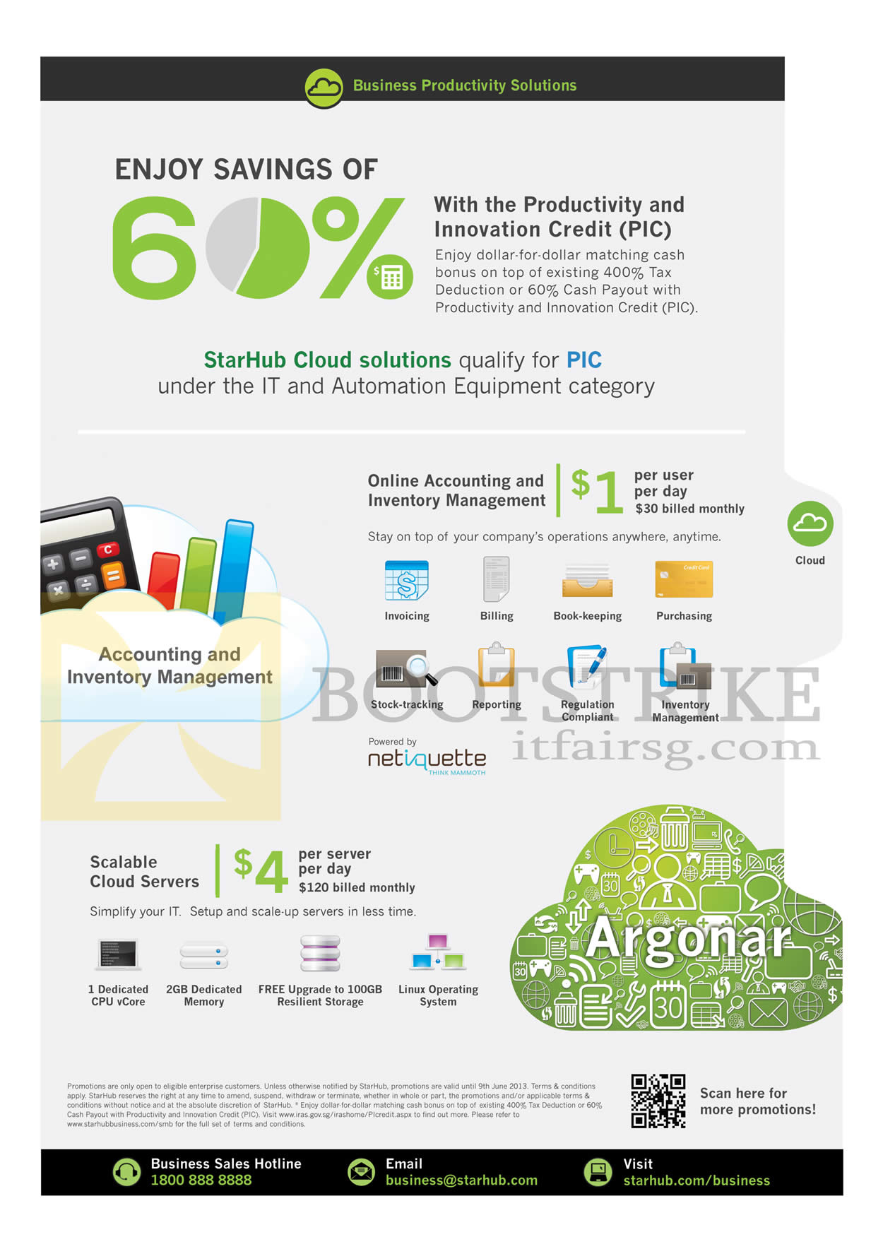 PC SHOW 2013 price list image brochure of Starhub Business PIC Credit Cloud Solutions, Online Accounting N Inventory Management, Cloud Servers
