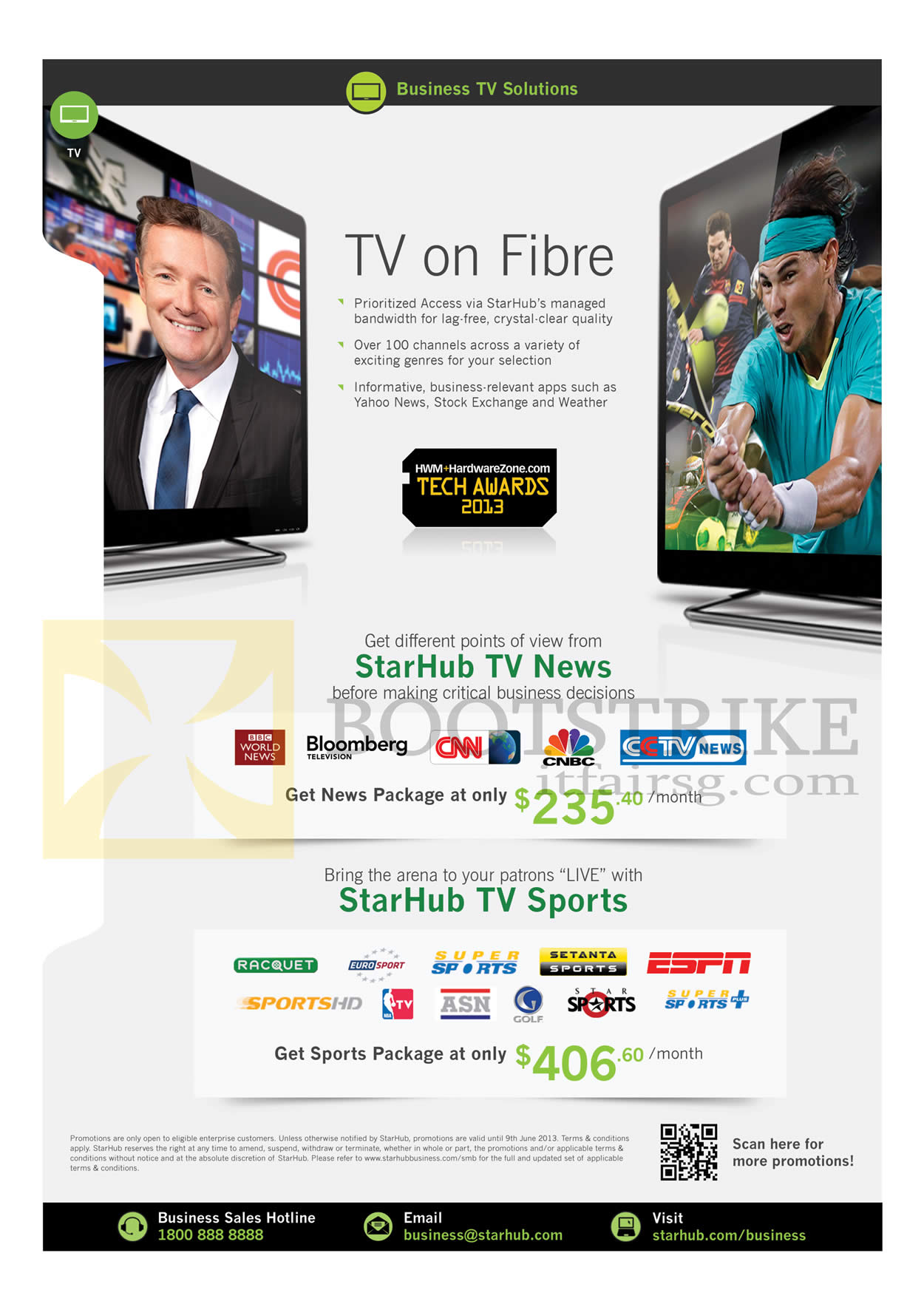 PC SHOW 2013 price list image brochure of Starhub Business TV On Fibre, TV Sports, TV News